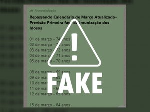 Cronograma de vacinação contra a Covid-19 por idade é falso