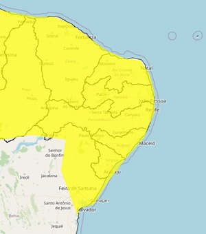 Inmet emite  alerta de chuvas fortes para todo estado de Alagoas