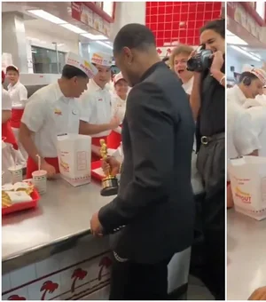 Michael B. Jordan comemora vitória do Oscar em fast food