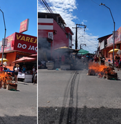 Moradores protestam por falta de água e interditam rua com fogo no Jacintinho