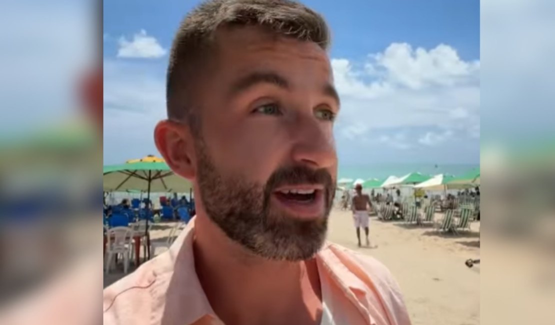 [Vídeo] Influenciador britânico se surpreende com valor cobrado em coco na praia de Maceió: 'Estou chocado'