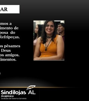 Sindlojas publica nota de pesar pela morte de empresária arapiraquense