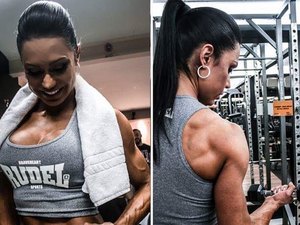 Foto mostra Gracyanne Barbosa com veias saltadas no braço