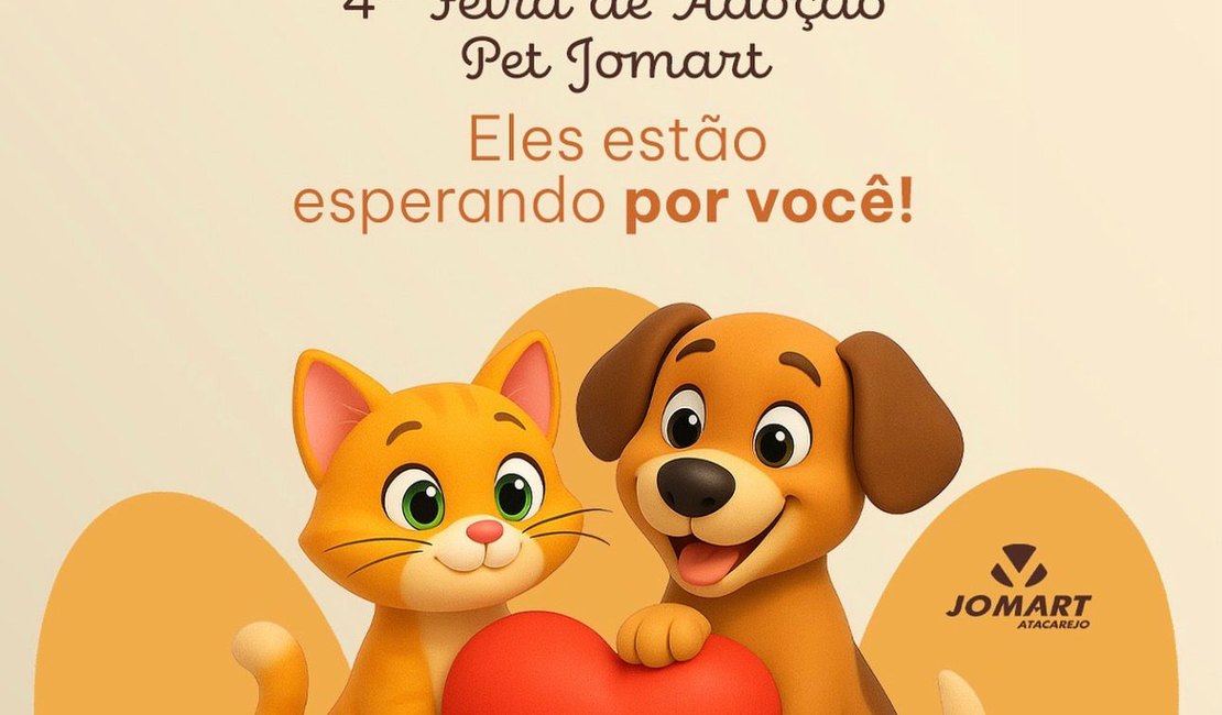 Feira de Adoção do Jomart Atacarejo promove novo lar para cães e gatos neste sábado