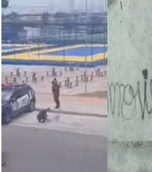 Homem detido por pichar praça recém-inaugurada no Osman é visto 'repintando' local
