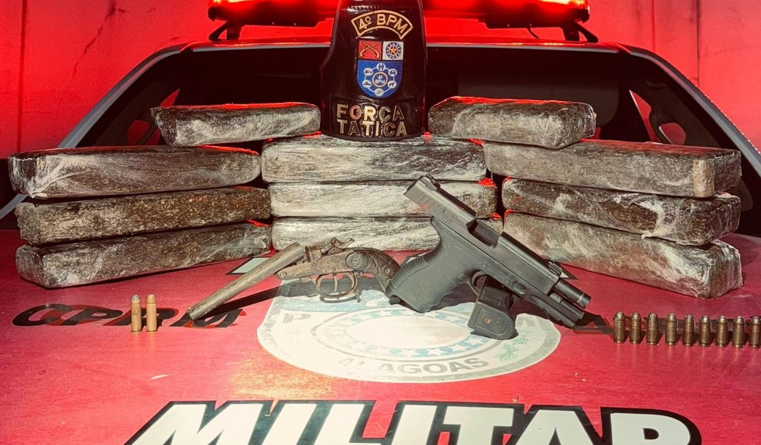 Polícia Militar apreende duas armas de fogo e quase 11kg de drogas em Maceió