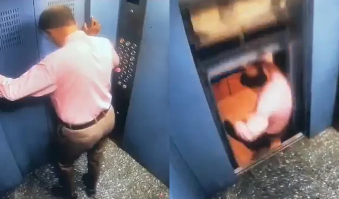 Impressionante: homem escapa de ser esmagado por elevador