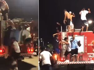 Criminosos roubam caminhão do Corpo de Bombeiros para comemorar 2024 em baile funk