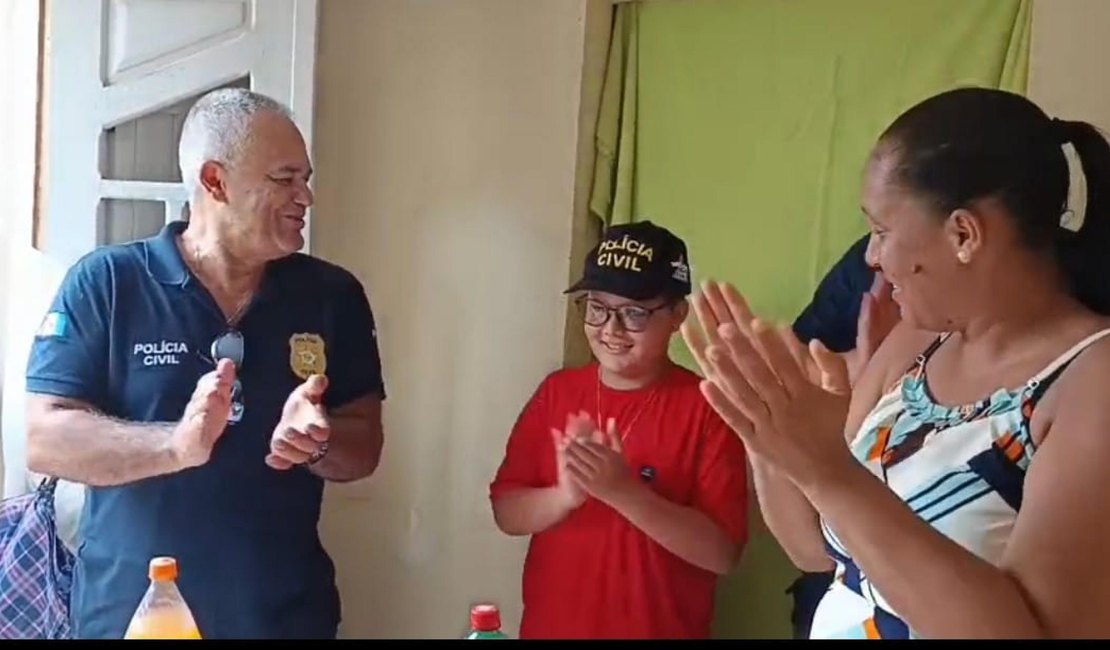 Polícia Civil realiza sonho de menino em festa de aniversário em Porto Calvo