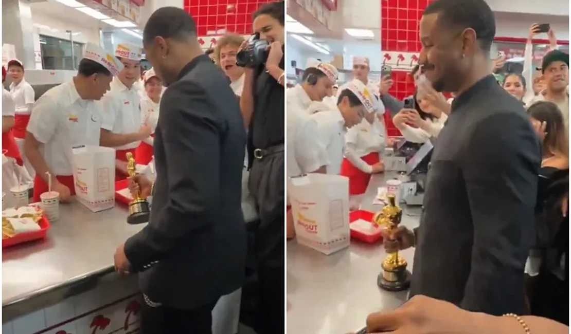 Michael B. Jordan comemora vitória do Oscar em fast food