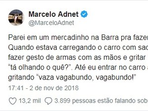 Marcelo Adnet diz ter sido hostilizado no Rio: 'Vaza, vagabundo!'