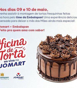 Oficina de Tortas promete experiência deliciosa com montagens ao vivo no Jomart Atacarejo