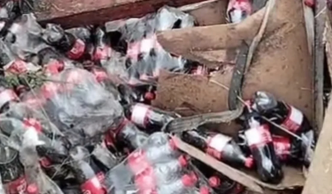 Caminhão com refrigerantes tomba na BR-101 em Porto Real do Colégio