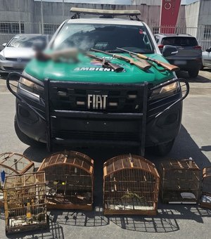 Animais silvestres e armas são apreendidas no Litoral Norte de Alagoas