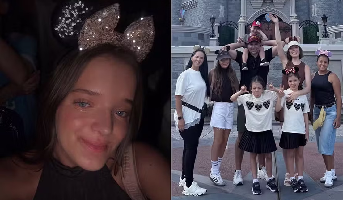 Rafa Justus se emociona na Disney com Fabi Justus, sobrinhos e cunhado