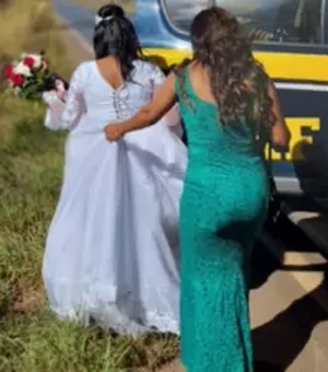 Carro quebra e noiva é 'resgatada' pela PRF para chegar ao casamento no DF