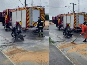 Motocicleta pega fogo e mobiliza Corpo de Bombeiros em Penedo