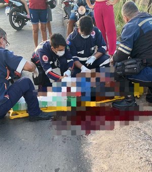 Motociclista fica gravemente ferido após bater contra um carro na AL-115, em Arapiraca