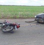 Acidente entre carro e moto deixa uma pessoa gravemente ferida na estrada Bolívar-Pindorama