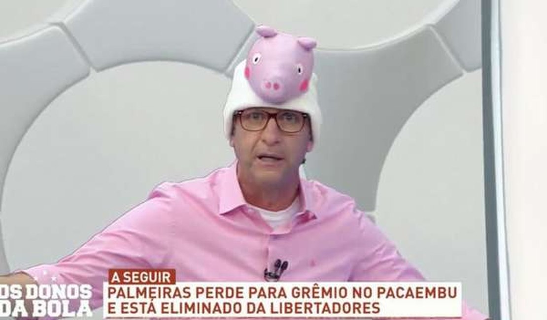Com Peppa Pig e pipoca, Neto tira sarro do Palmeiras ao vivo