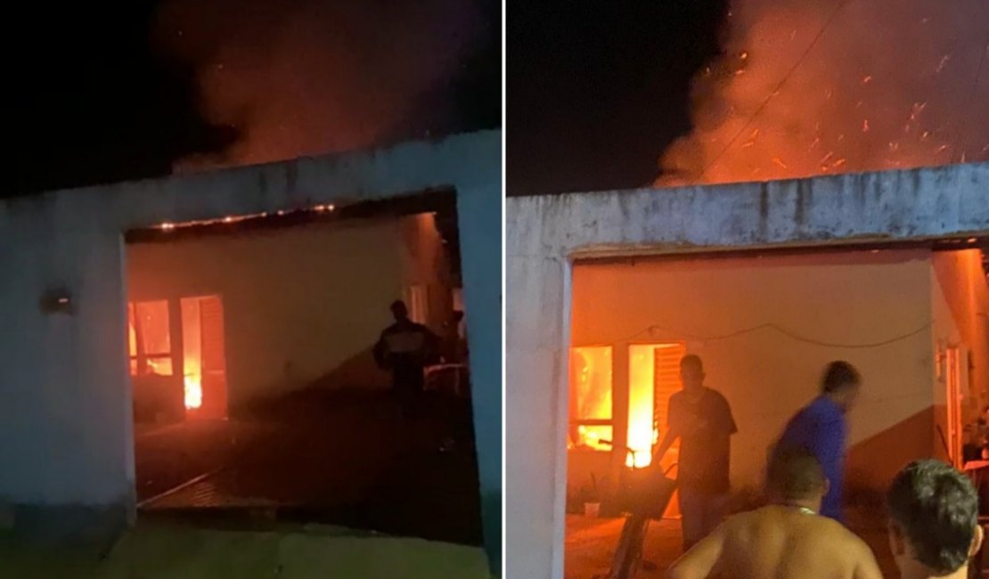 Incêndio destrói casa, provoca desabamento de teto e deixa homem ferido em Rio Largo