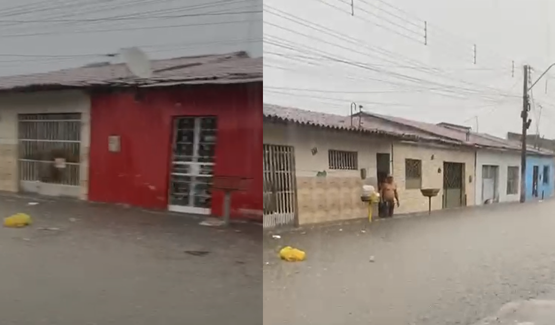 Chuvas intensas atingem São Miguel dos Campos e deixam ruas alagadas