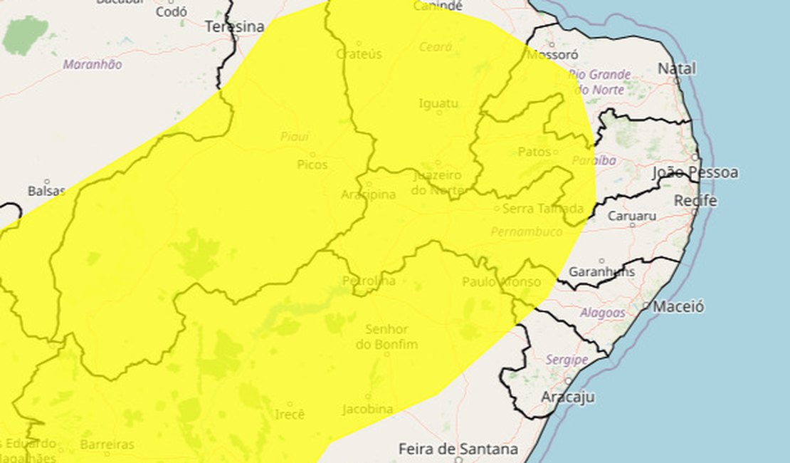 Inmet emite alerta de baixa umidade para o Sertão de Alagoas nesta sexta (4)