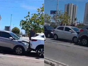 Engavetamento entre quatro carros deixa trânsito lento na Av. Josefa de Melo, em Maceió