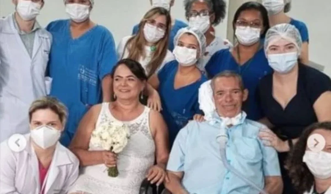 Com noivo internado, casal celebra casamento em hospital na Paraíba