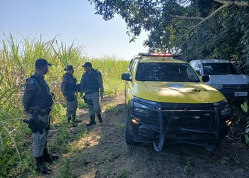 Helicóptero localiza caminhonete roubada em Messias escondida em canavial de Rio Largo