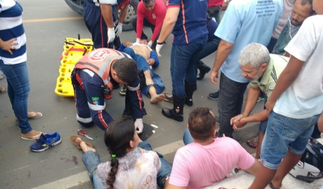Colisão entre motos deixa três pessoas feridas em um dos acesso à Arapiraca