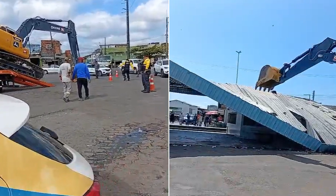 Terminal de ônibus do Mercado da Produção é demolido no bairro da Levada
