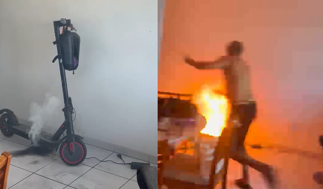 Patinete elétrico explode e pega fogo dentro de apartamento em Maceió