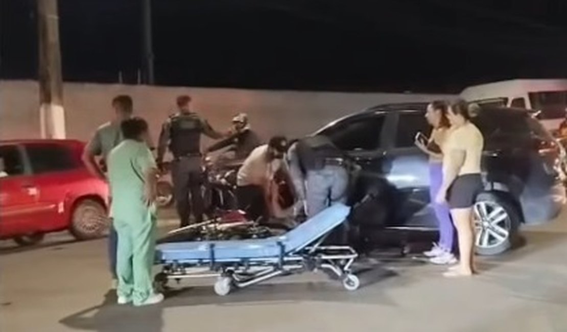 Motociclista fica ferido após colisão entre moto e carro em Arapiraca
