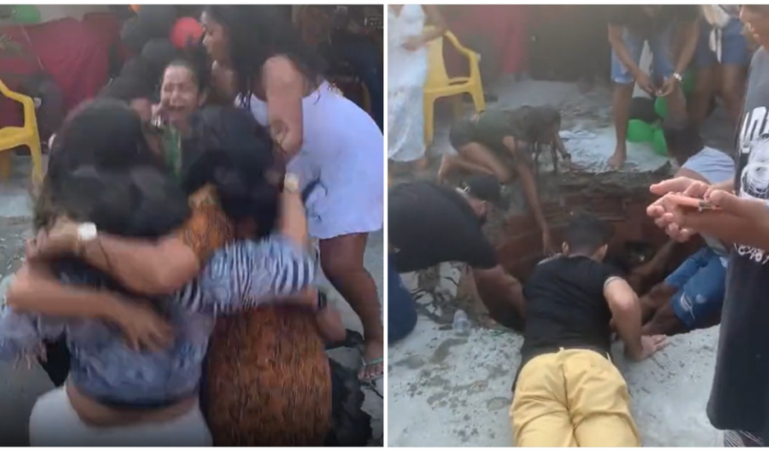 Seis mulheres são ‘engolidas’ por buraco após dançarem sobre tampa de fossa; assista