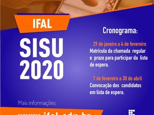 Confira lista de aprovados para cursos superiores do Ifal e cronograma de matrículas