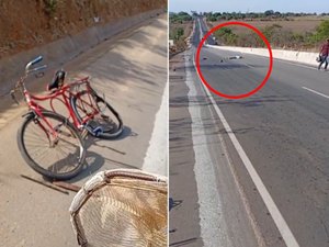 Ciclista morre após ser atingido por carro na AL-115, em Palmeira dos Índios