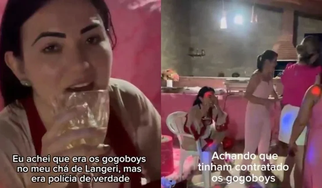Noiva confunde policiais com dançarinos eróticos durante chá de lingerie e vídeo viraliza