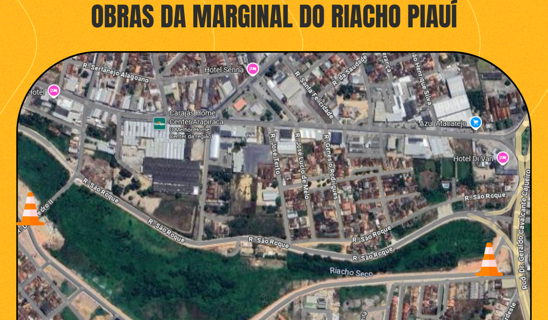 Obra da Marginal do Riacho Piauí recebe sinalização asfáltica