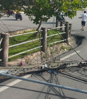 Caminhão derruba poste e interdita trecho da AL-215 em Boca da Mata