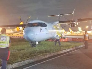 Avião da Voepass vai parar na grama depois de problema mecânico em Congonhas