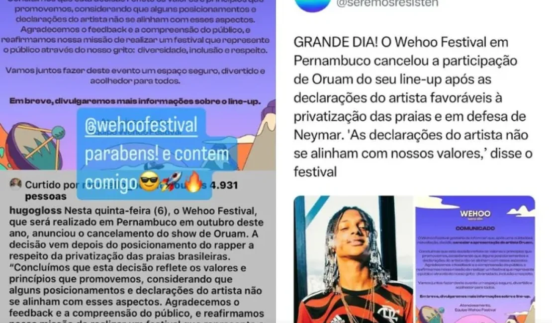 Luana Piovani celebra cancelamento do show de Oruam em festival