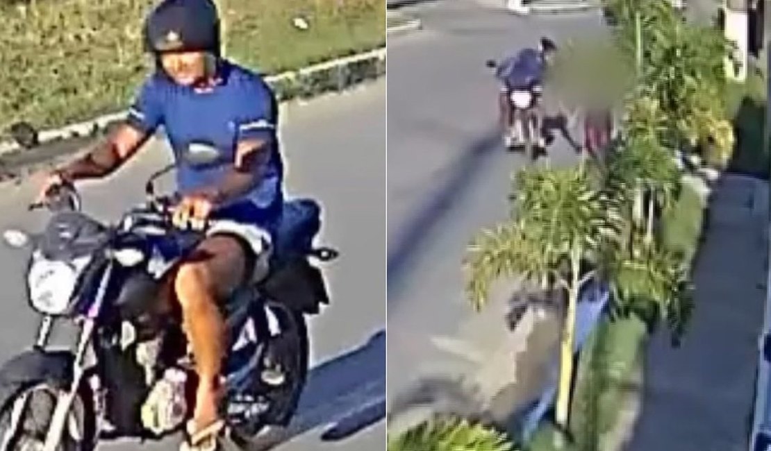 Motociclista é flagrado dando tapa nas nádegas de mulher que fazia caminhada em Maceió