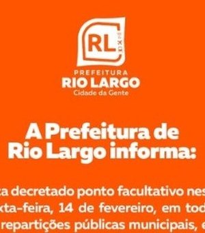 Prefeitura de Rio Largo decreta ponto facultativo nesta sexta-feira devido ao festival de verão