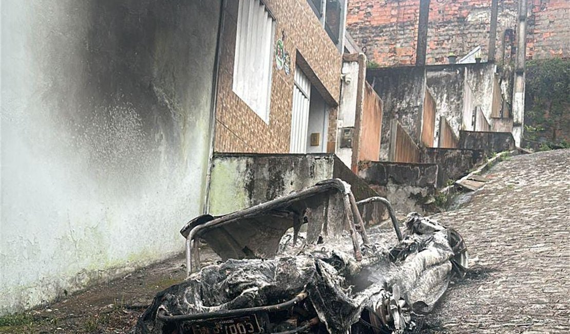 [Vídeo] Buggy pega fogo em ladeira no município de Porto Calvo