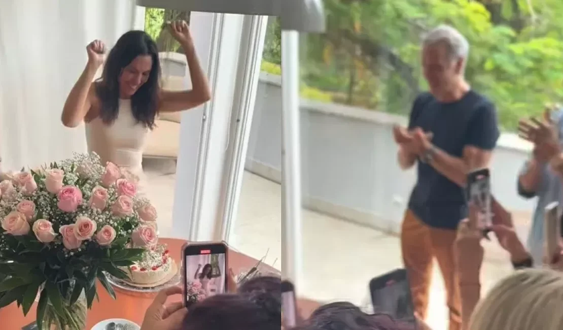 Ana Paula Araújo comemora aniversário com Bernardinho: 'Meu dia'