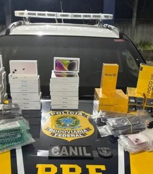 Polícia apreende quase 80 Iphones sem nota fiscal e prende foragido no interior de Alagoas