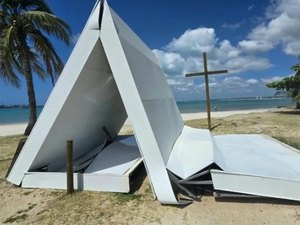Capelinha do Jaraguá, cenário de casamentos em Maceió, desaba após fortes ventos