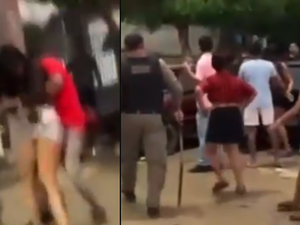 PM é flagrado agredindo mulher com pedaço de pau durante festa em Batalha