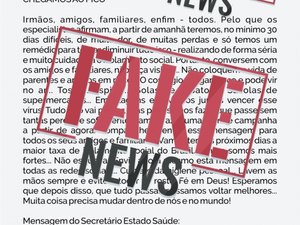 Fake: secretário da Saúde de Alagoas não emitiu mensagem sobre pico da Covid-19